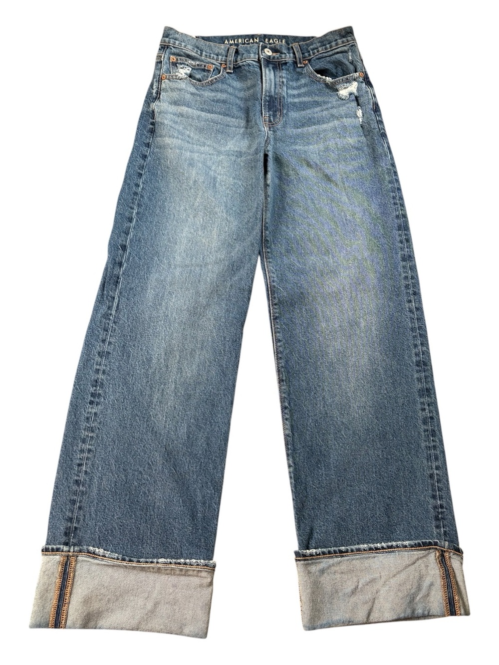 American Eagle Outfitters Wide Leg Flare Jeans - Light Blue Denim